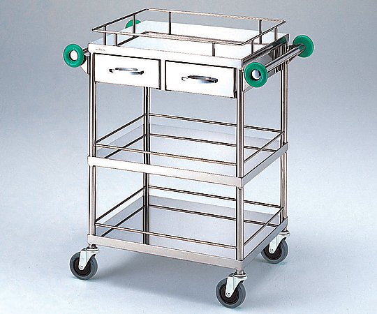 とっても静かな回診車（引出2個付き） （3段） 600（790）×450×900mm TSC-600
