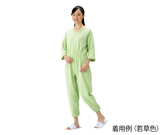介護寝巻 （つなぎタイプ） 若草色/L
