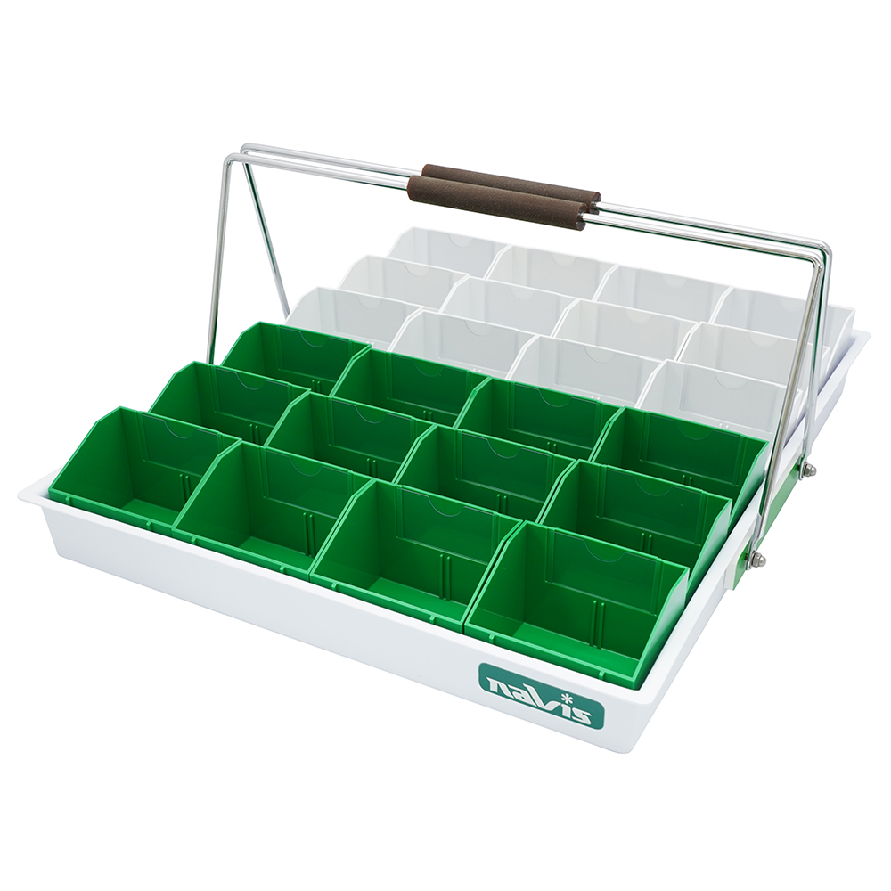散薬用トレー 24人用 緑・白 （Nケースタイプ） N-24R（24人用）