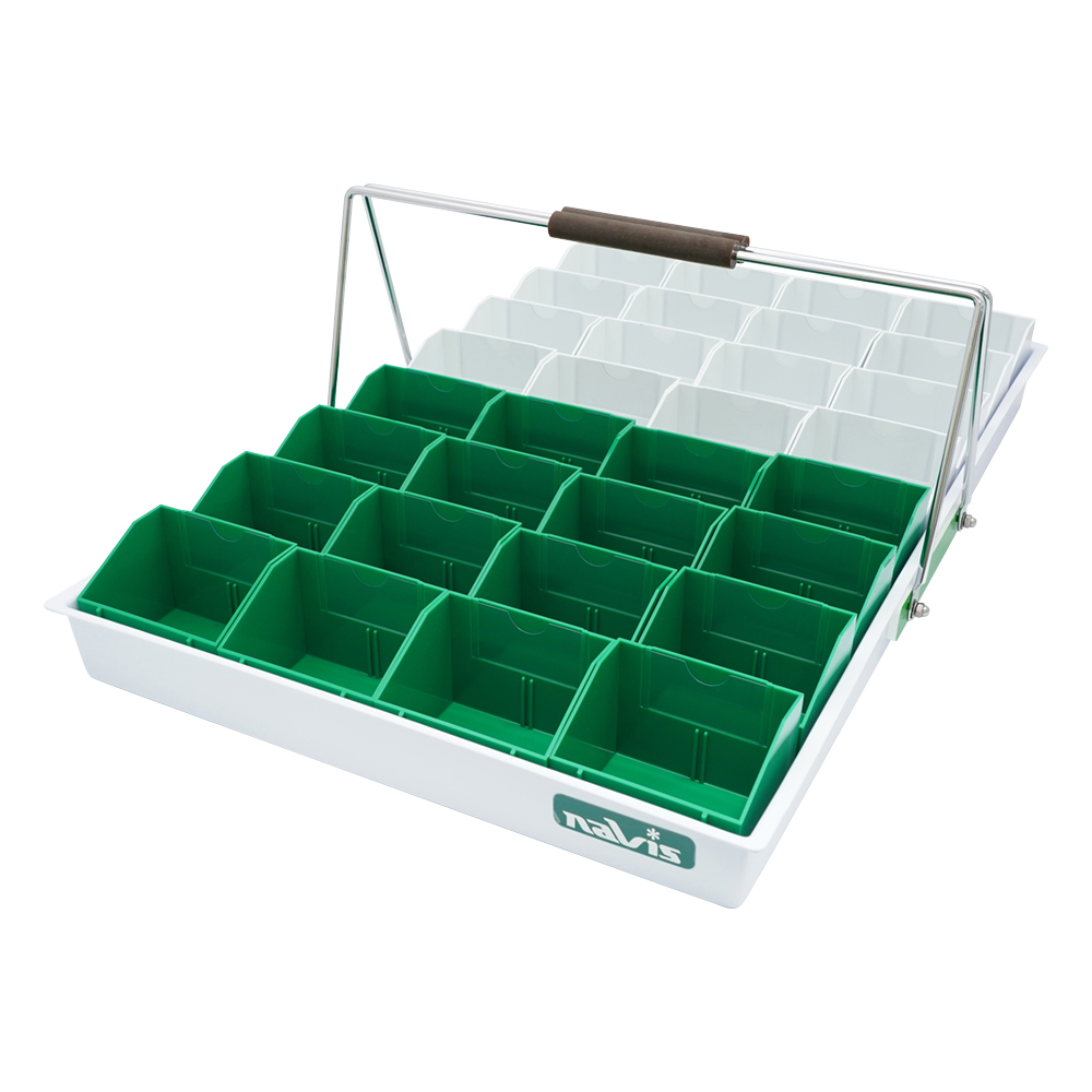 散薬用トレー 32人用 緑・白 （Nケースタイプ） N-32R（32人用）