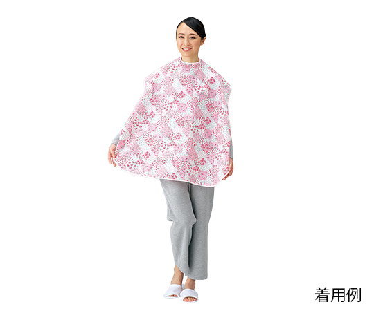 撥水加工食事用エプロン ピンク花柄