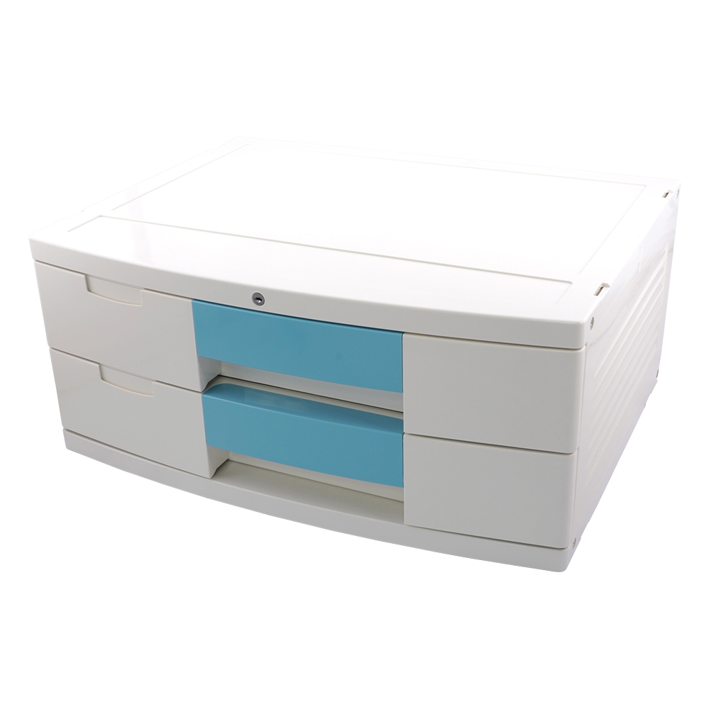 トレイBOX（鍵付） A3用ブルー 470×360×205mm 304H