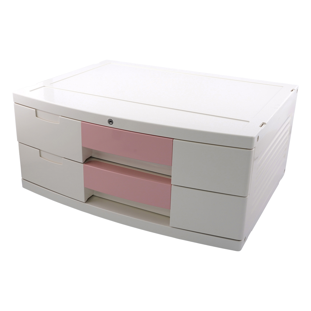 トレイBOX（鍵付） A3用ピンク 470×360×205mm 304H