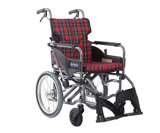 車いす（アルミ製・背折れ式） 赤チェック 535×960×915mm KMD-A16-40-M A10