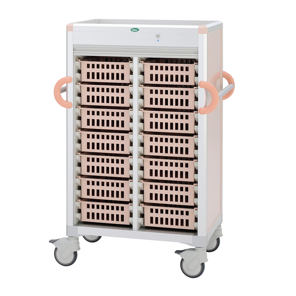 オーダリングカート（シャッター・鍵付） 843×570×1241 ピーチ C34-TNS214SB