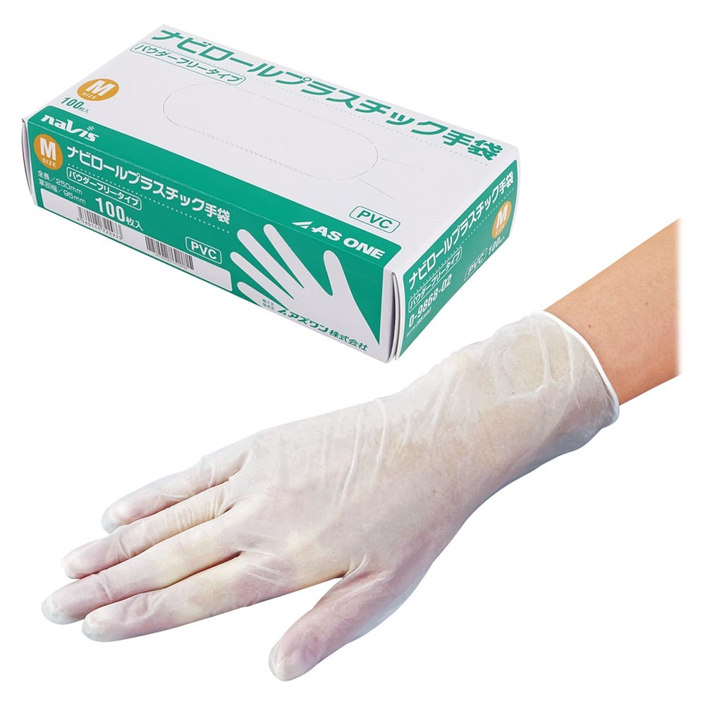 ナビロールプラスチック手袋 パウダー無 M 100入
