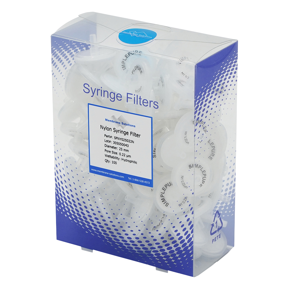 シリンジフィルター（親水性）ナイロン φ25mm／φ0.22μm 1箱（100個入） NY025022