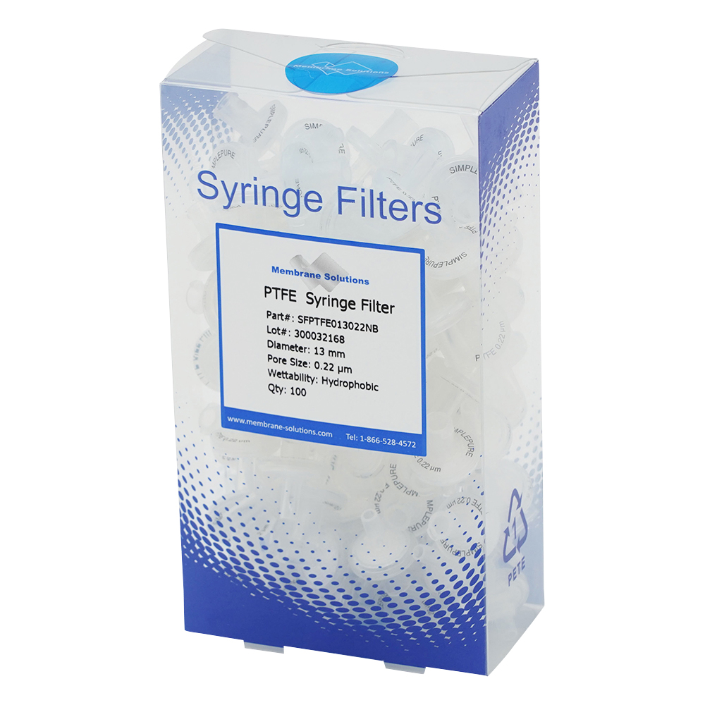 シリンジフィルター（疎水性）PTFE φ13mm／φ0.22μm 1箱（100個入） PTFE013022