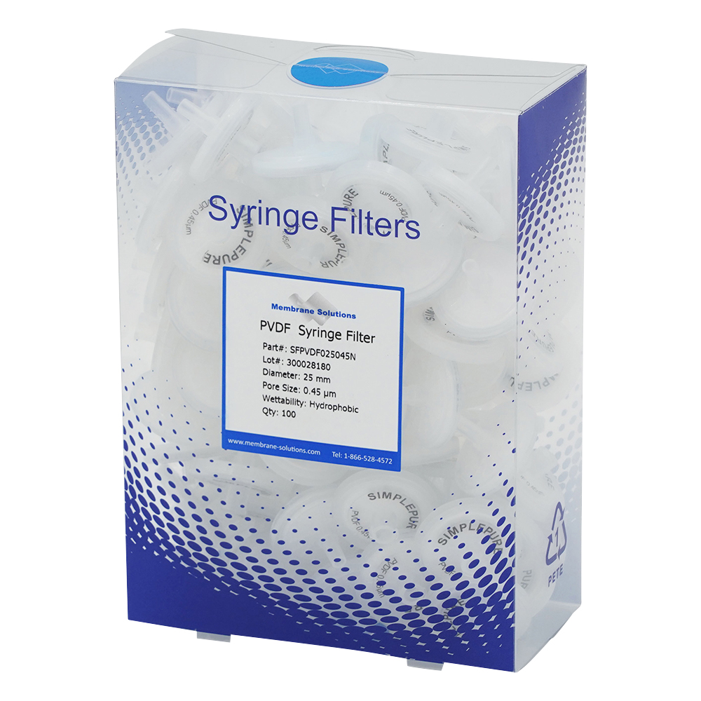シリンジフィルター（疎水性）PVDF φ25mm／φ0.45μm 1箱（100個入） PVDF025045