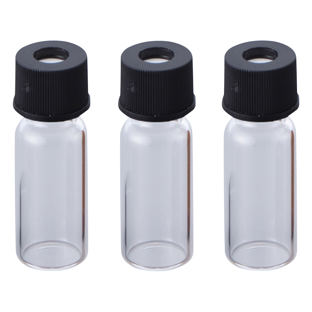 オートサンプラー用バイアル 透明バイアル+黒キャップ （セプタム付き） 100セット入 11231046S