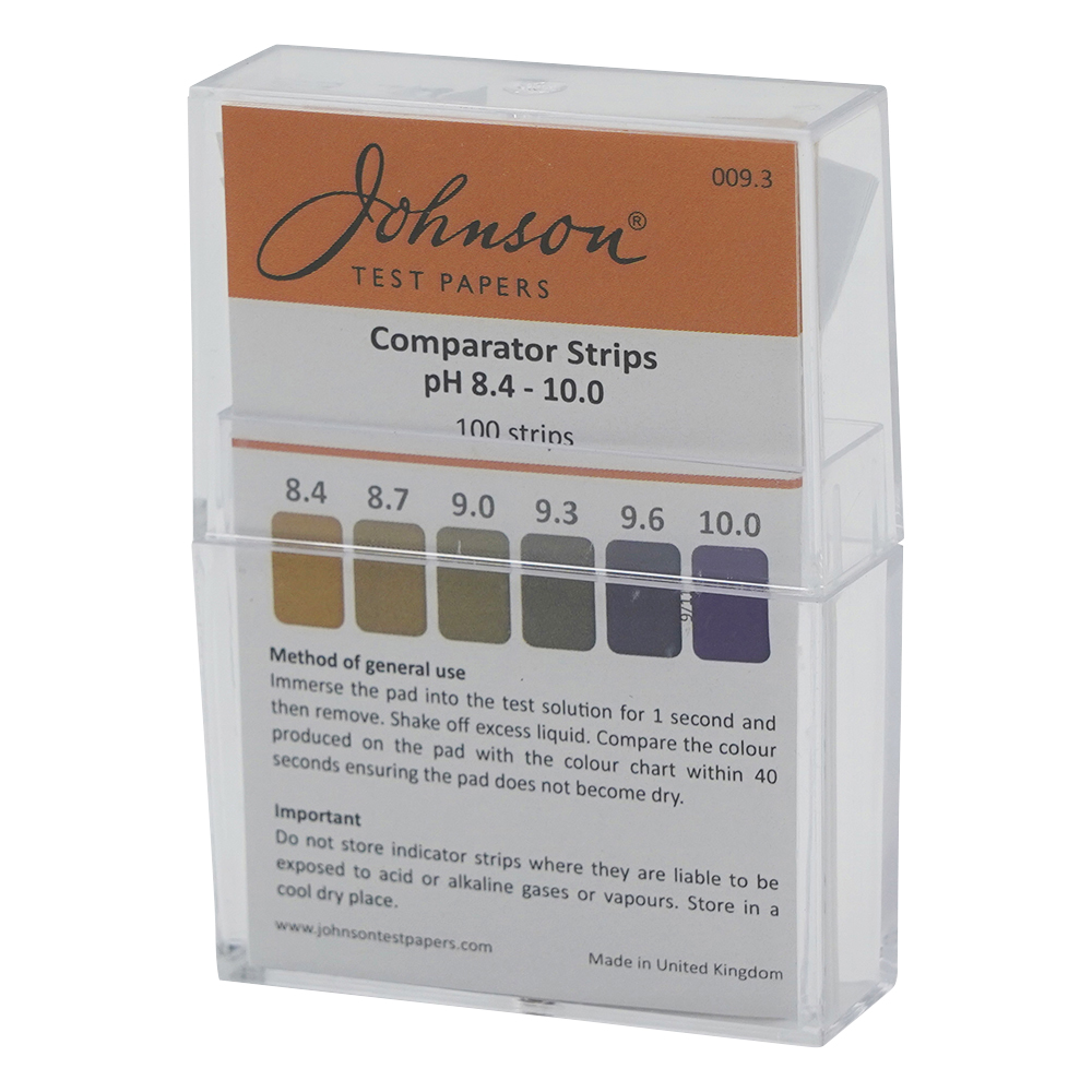 pH試験紙 PP（ポリプロピレン）スティックタイプ pH8.4～10.0 1箱（100枚入） 009.3