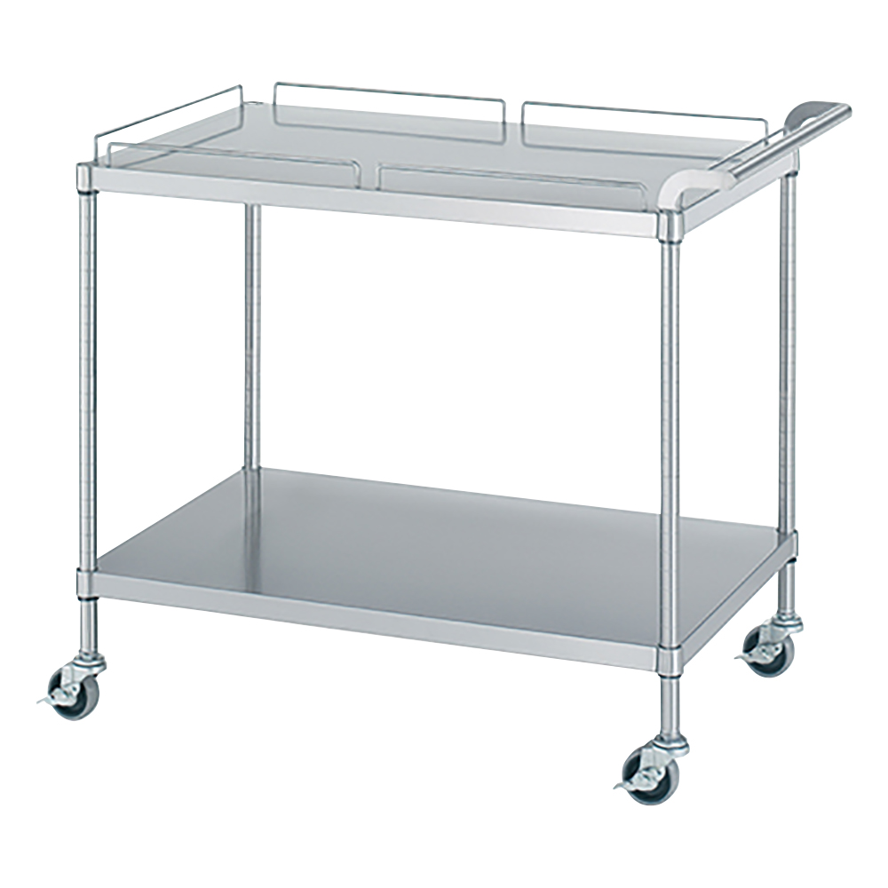 ステンレスワゴン（SUS430） 900×600×800mm（棚2段・天板ガード付き） M11-9060-U75