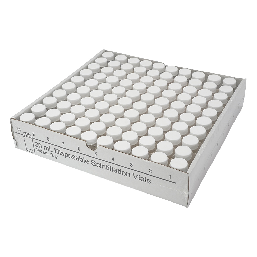 ｶﾞﾗｽｼﾝﾁﾚｰｼｮﾝﾊﾞｲｱﾙ (20mL) ｷｬｯﾌﾟ付き包装 PPｷｬｯﾌﾟ／ﾊﾟﾙﾌﾟ･ｱﾙﾐﾆｳﾑﾗｲﾅｰ 1箱(100個×5箱入) 03-337-4