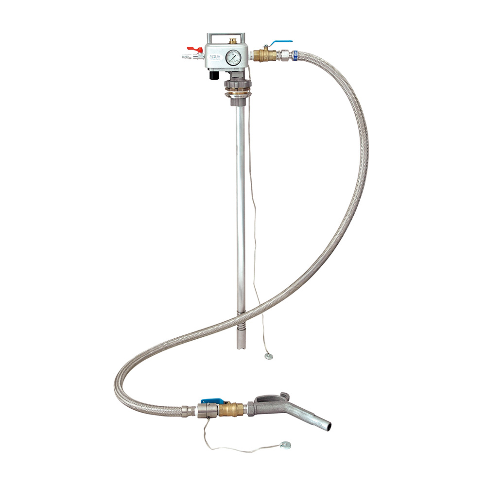 200Lクローズドラム缶用エアプレッシャーポンプ（本体アルミ製・溶剤用）ボールバルブノズル付 APD-20AS