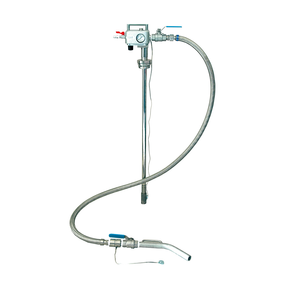 200Lクローズドラム缶用エアプレッシャーポンプ（SUS製・溶剤用）ボールバルブノズル付 APD-20SUS