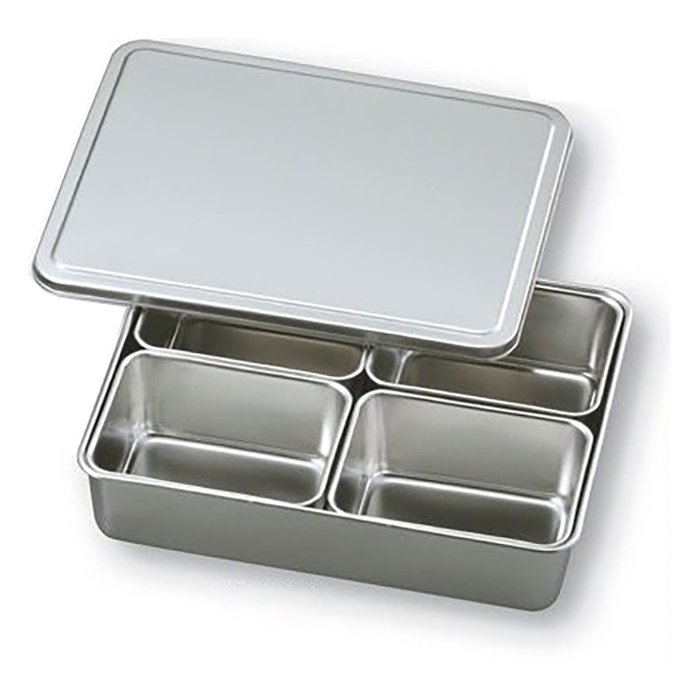 ステンレスバット蓋付き　普及型　（仲子4ツ入/角型） 137×106×61mm 66740