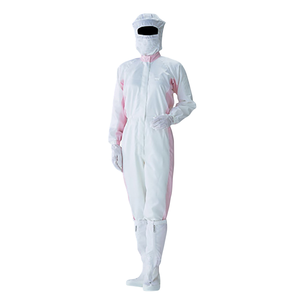 クリーンルーム用ツナギ服 ホワイト×ピンク 3L FC132B-14 3L
