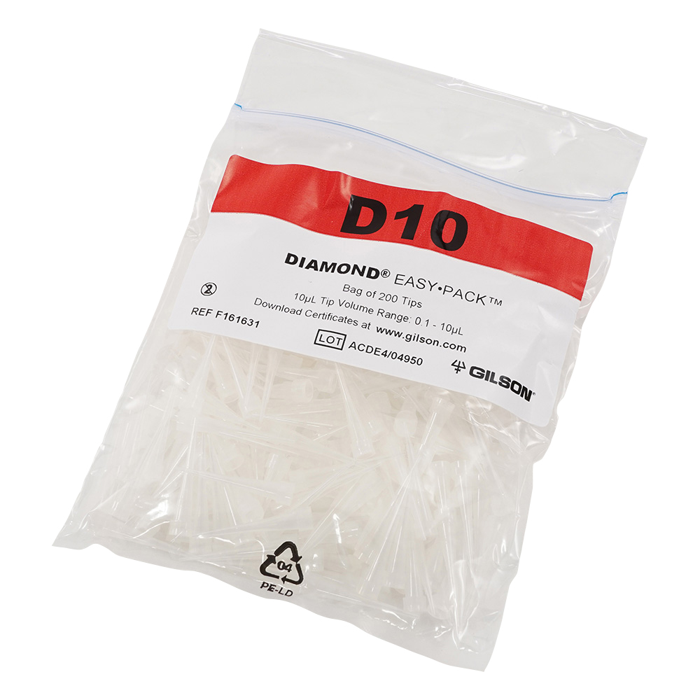ダイアモンドチップ D10 EasyPack 未滅菌 0.1～10uL 200本×5袋入 F161631