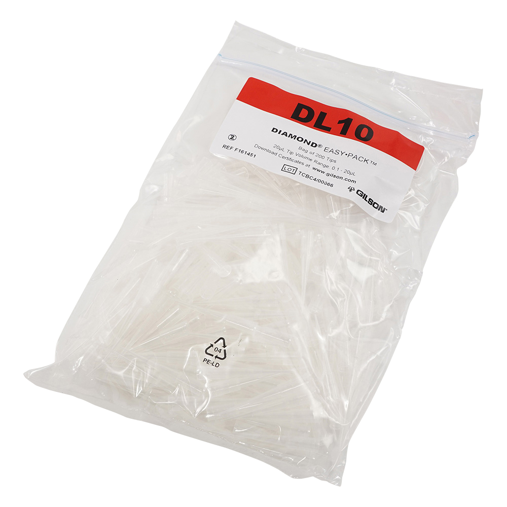 ダイアモンドチップ DL10 EasyPack 未滅菌 0.1～20uL 200本×5袋入 F161451