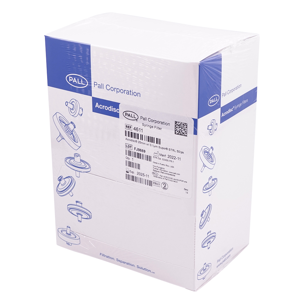 滅菌シリンジフィルター（スーポア（R）アクロディスク） φ25mm／0.1μm 1箱（50個入） 4611