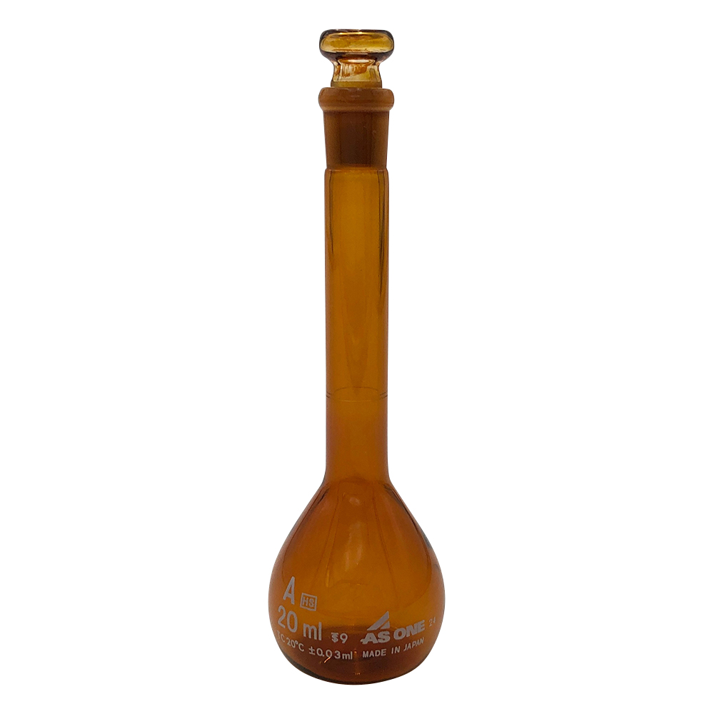 高精度メスフラスコ 茶 20mL