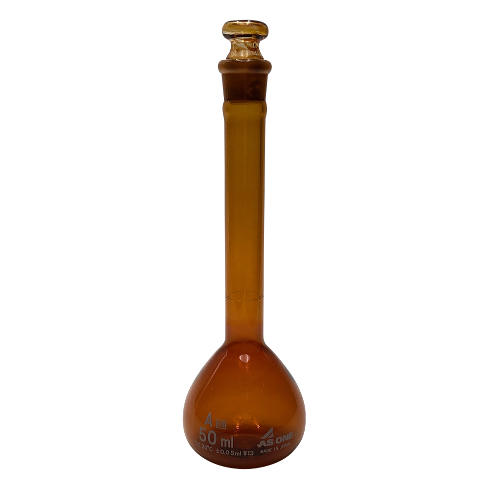 高精度メスフラスコ 茶 50mL