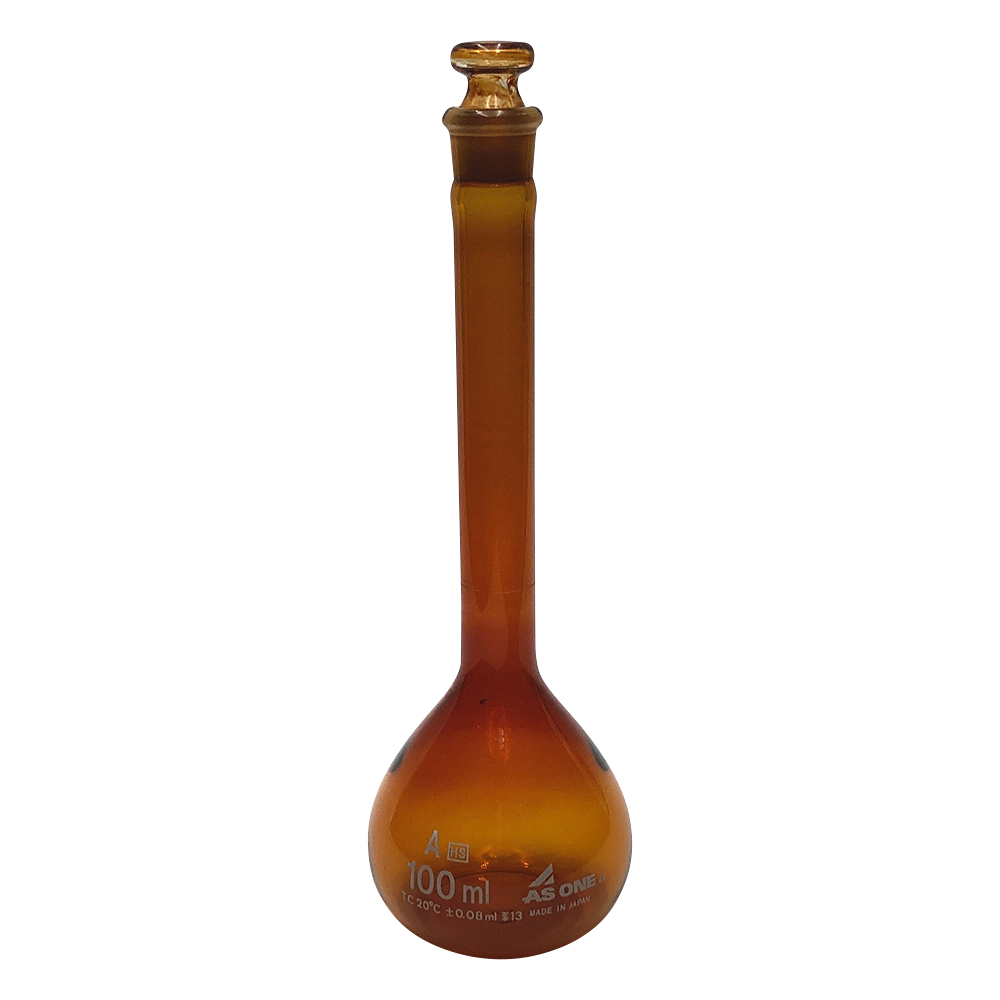 高精度メスフラスコ 茶 100mL
