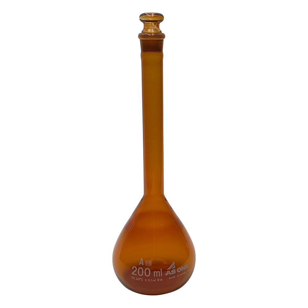 高精度メスフラスコ 茶 200mL