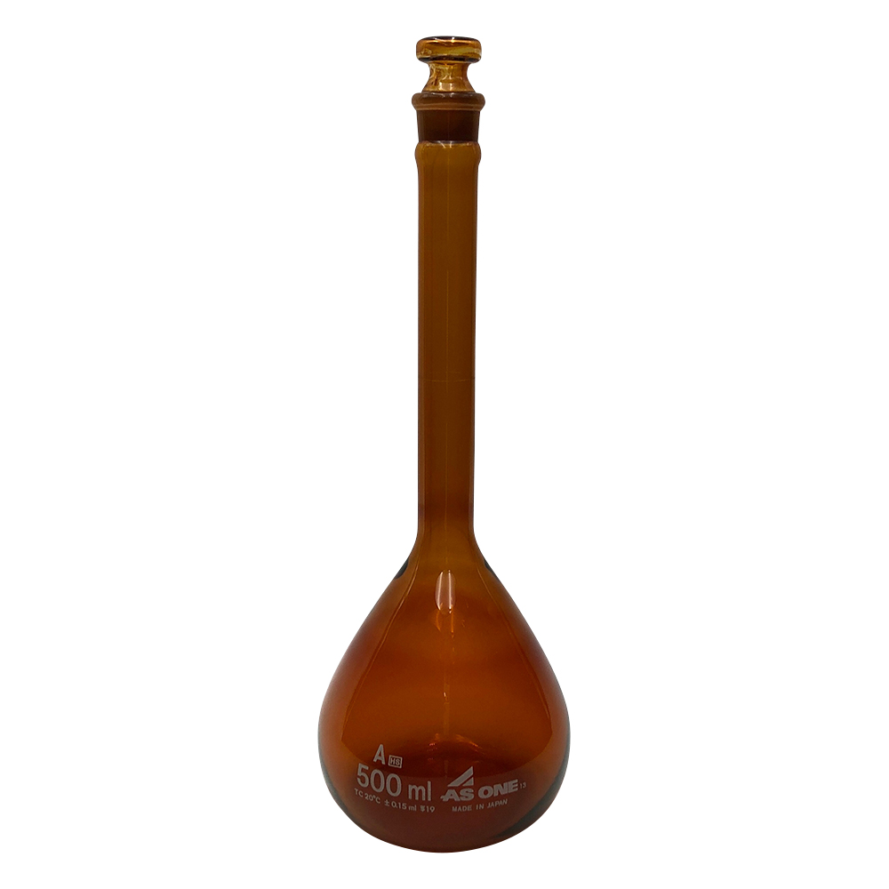 高精度メスフラスコ 茶 500mL