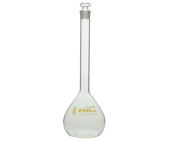 メスフラスコ　透明　250mL　カスタムA　JCSS校正付