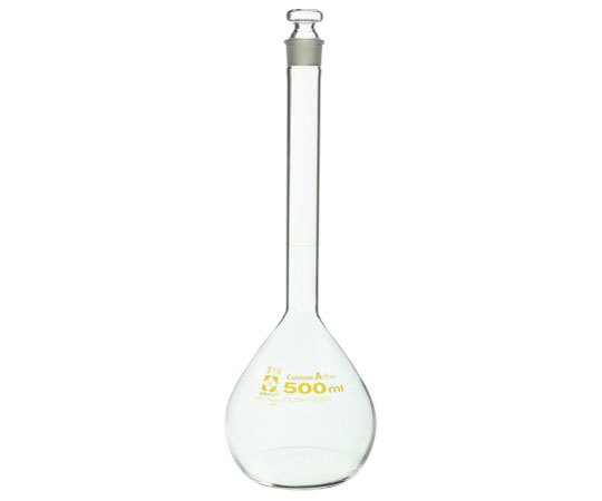 メスフラスコ　透明　500mL　カスタムA　JCSS校正付