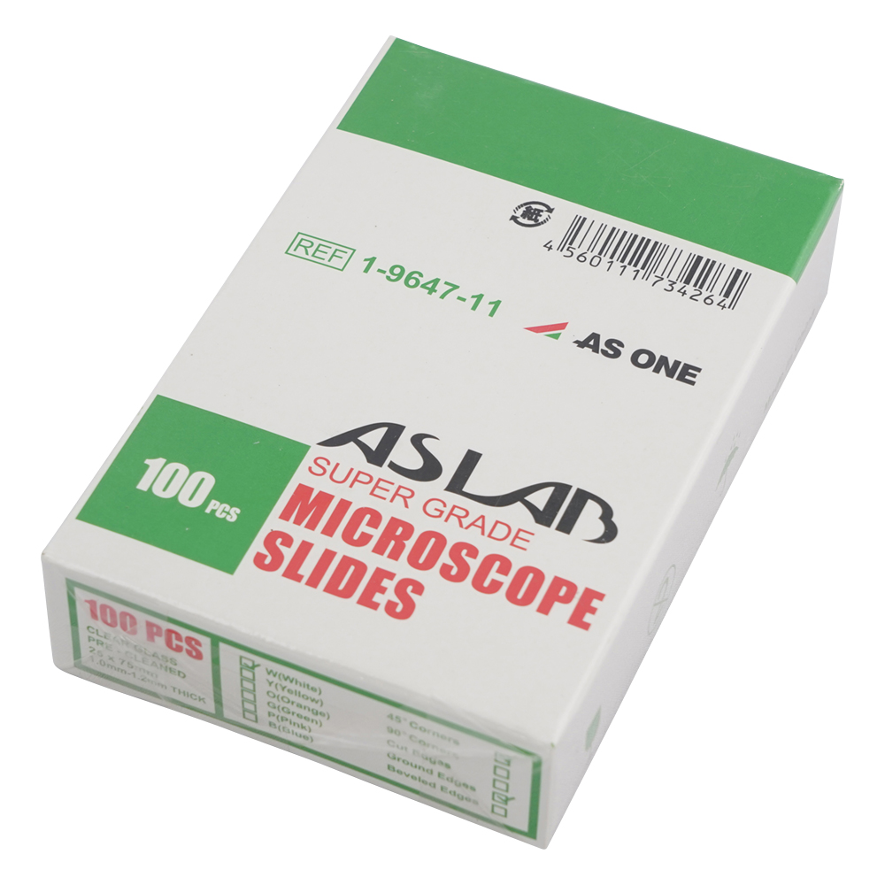 アズラボ スライドガラス（ソーダ） 100枚入 10128105P ホワイト 縁研磨・カラーフロスト