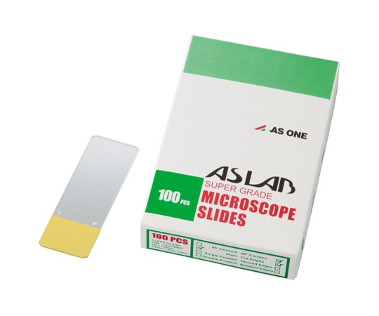 アズラボ スライドガラス（ソーダ） 100枚入 10128105P イエロー 縁研磨・カラーフロスト