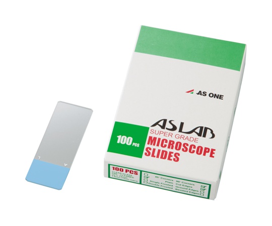 アズラボ スライドガラス（ソーダ） 100枚入 10128105P ブルー 縁研磨・カラーフロスト