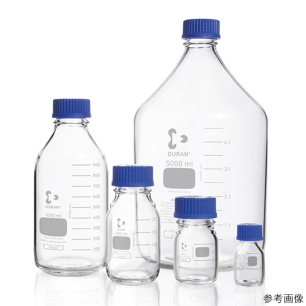 【純水洗浄】ねじ口瓶丸型（デュラン（R）） 青キャップ付 1000mL 1本