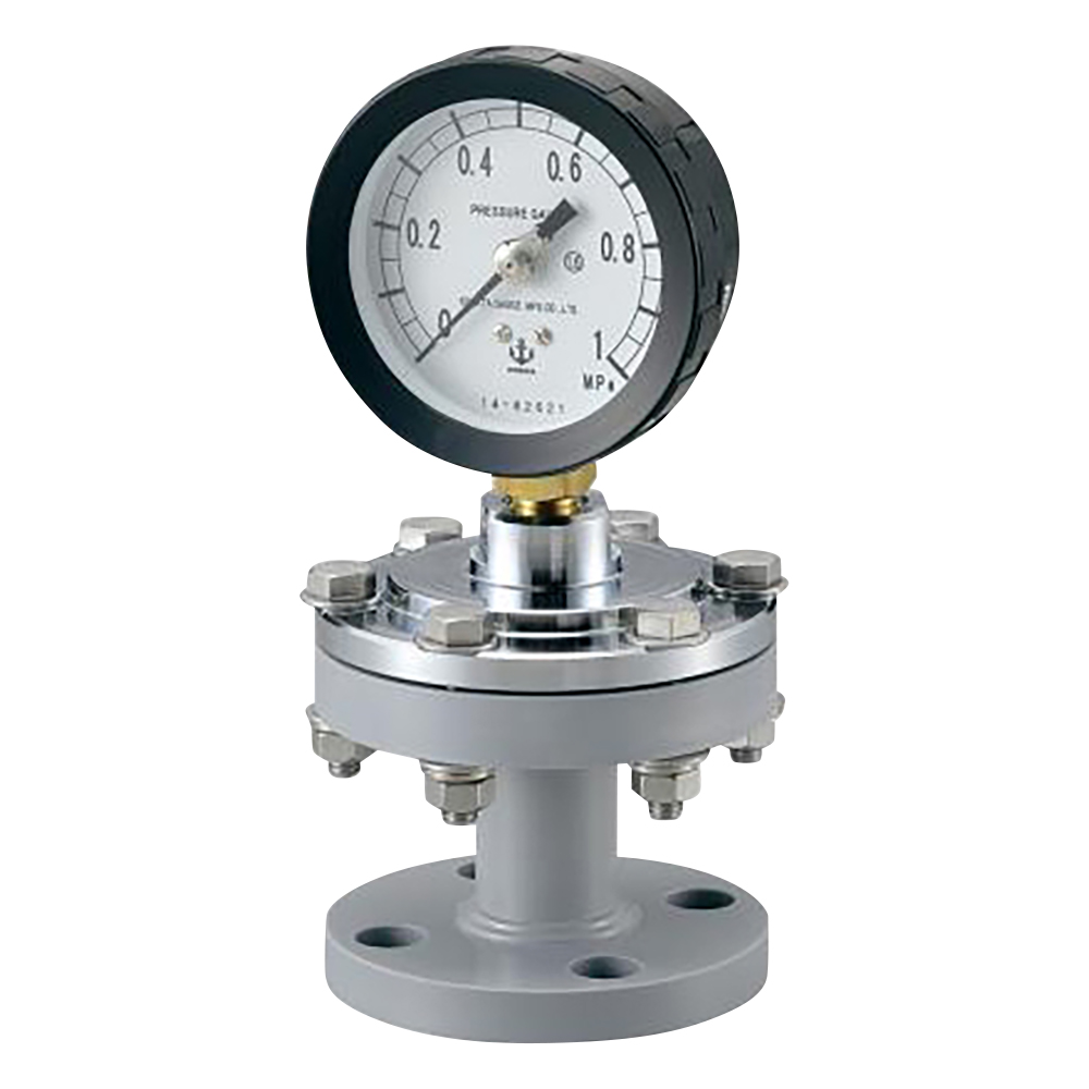 ダイヤフラム式圧力計（フランジタイプ） 75×0.4フッ素 MZF-1A