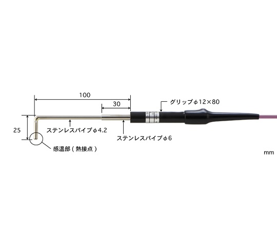 ハンディタイプ温度計用 微小表面用センサ 400℃ 90°曲 Kタイプ CS-13K-010-1-TC1-ASP