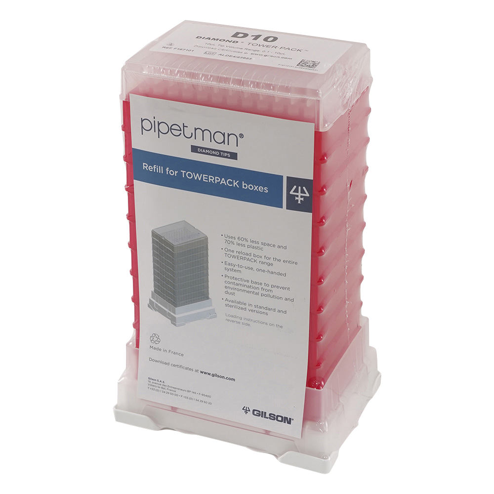 ダイアモンドチップ タワーパック D10 未滅菌 0.1～10uL 96本×10箱 F167101