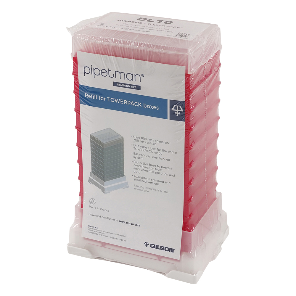 ダイアモンドチップ タワーパック DL10 未滅菌 0.1～20uL 96本×10箱 F167102