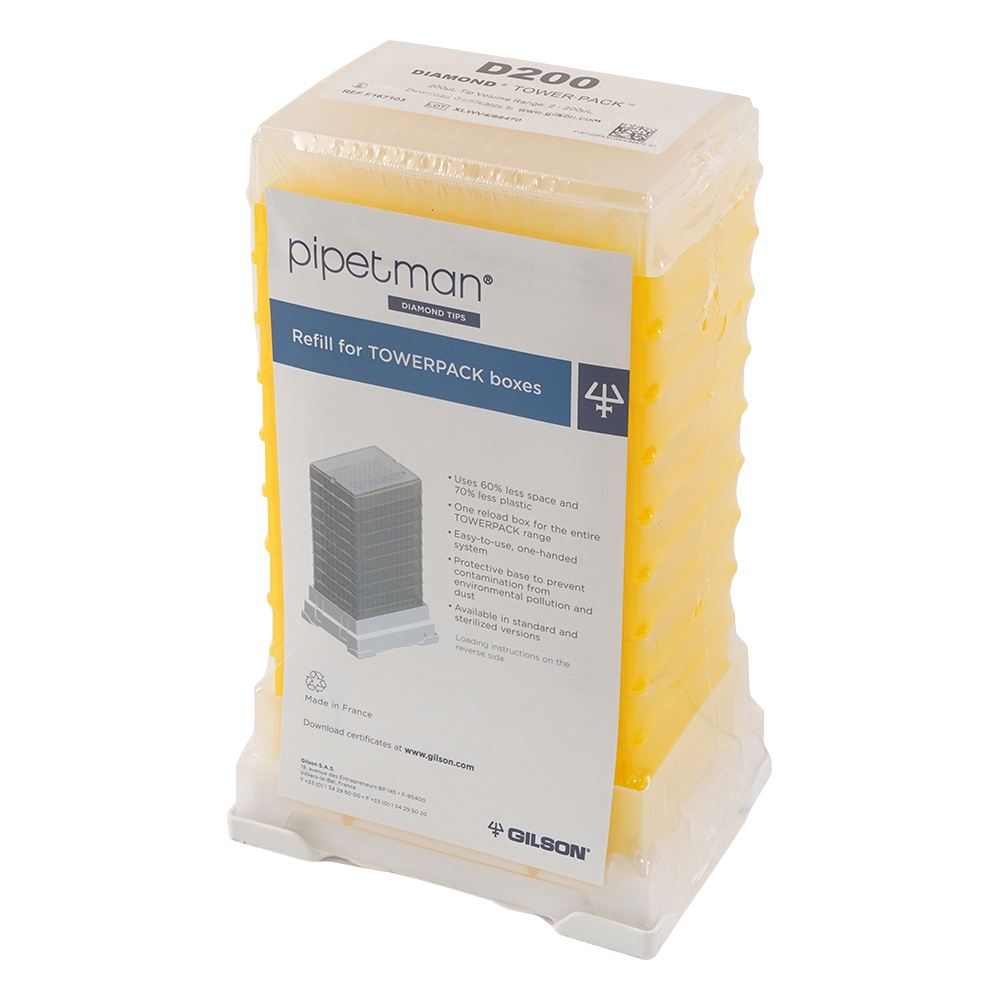 ダイアモンドチップ タワーパック D200 未滅菌 2～200uL 96本×10箱 F167103