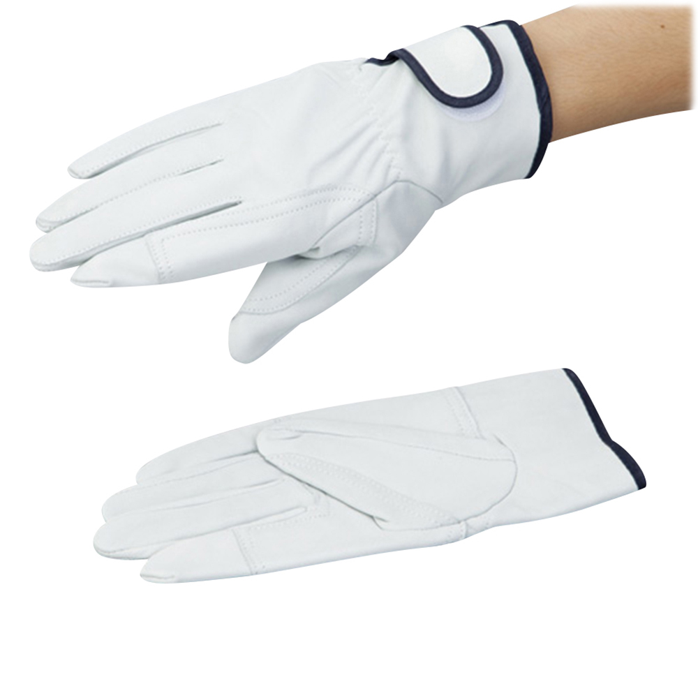 牛表革手袋 手首マジックファスナー付 白 210mm M No.706