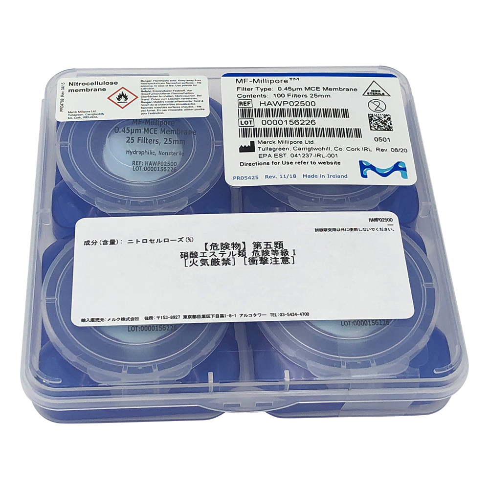 メンブレンフィルター（セルロース混合エステル） 0.45um×φ25mm 100枚入 HAWP02500