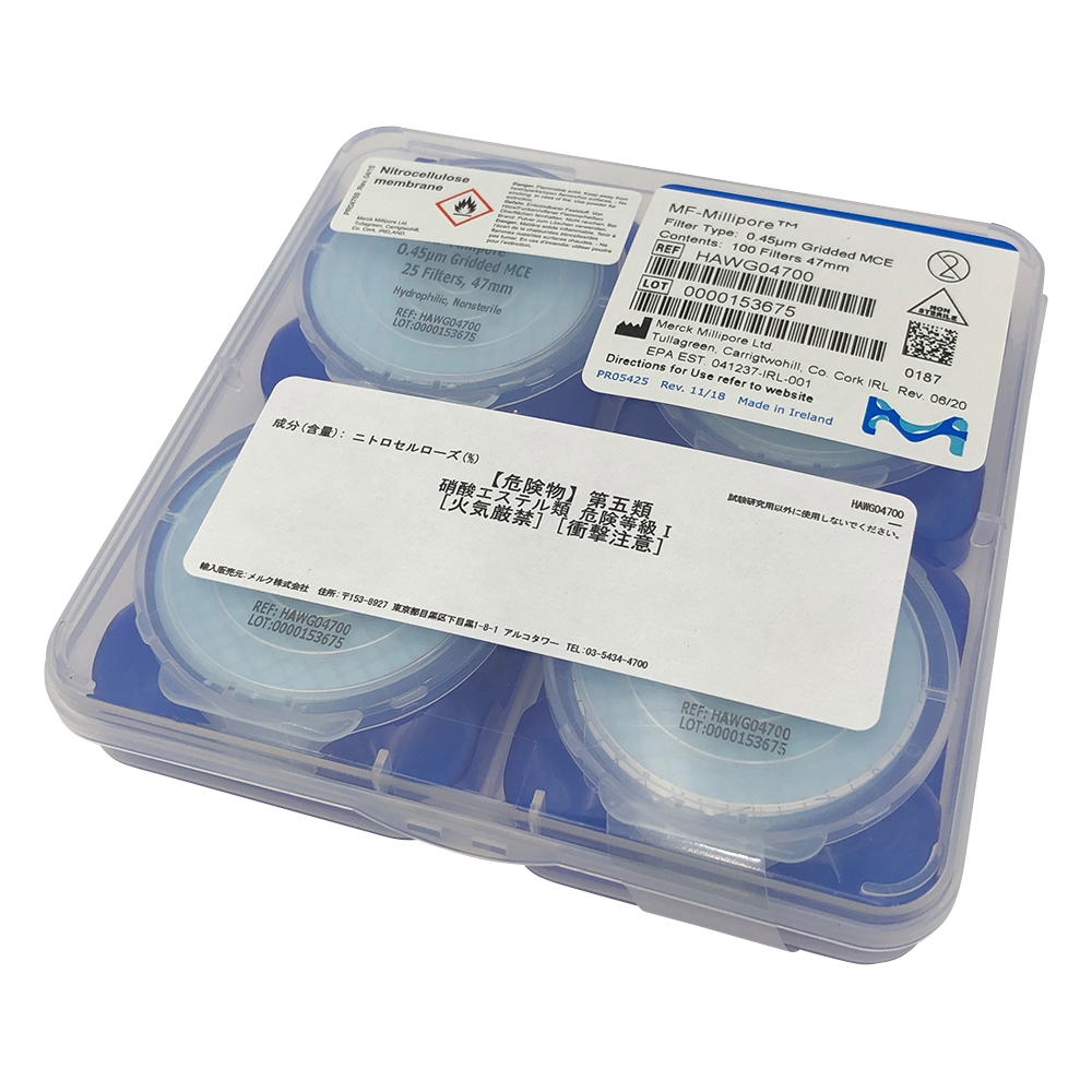 メンブレンフィルター（セルロース混合エステル・格子入） 0.45um×φ47mm 100枚入 白 HAWG04700