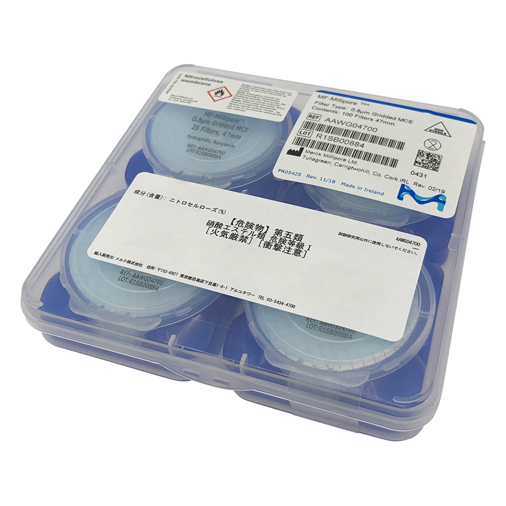 メンブレンフィルター（セルロース混合エステル・格子入） 0.8um×φ47mm 100枚入 白 AAWG04700