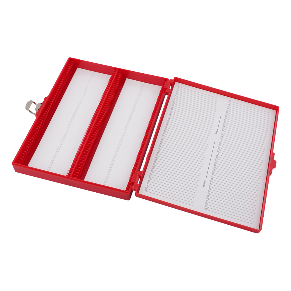 カラースライドボックス 100枚用 赤 03-448-3