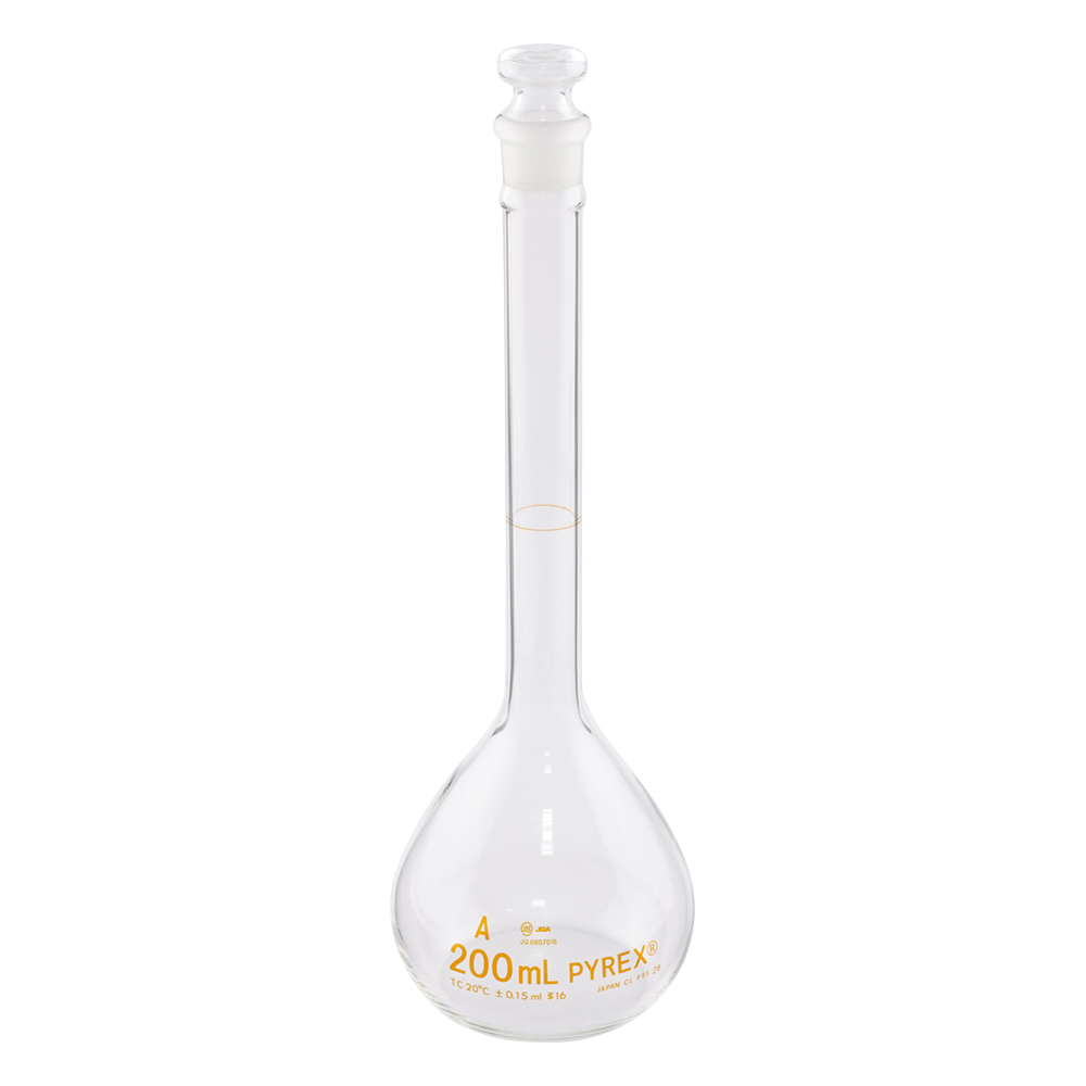 メスフラスコ　白　200mL　JIS規格　JCSS校正付