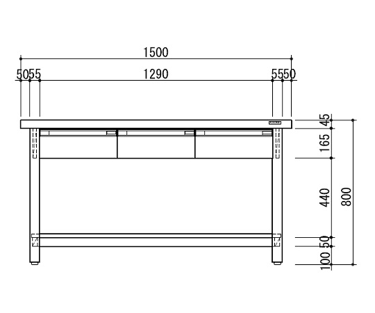 作業台（ホワイトタイプ） 引出し（片面）3 1500×750×800mm KSD-1575W