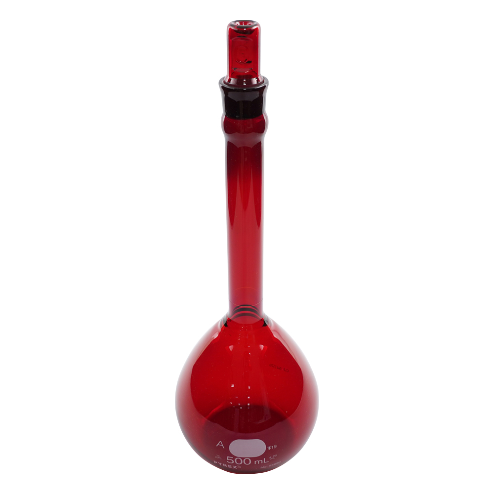 メスフラスコ CLassA 茶・保証書付き 500mL 55680-500