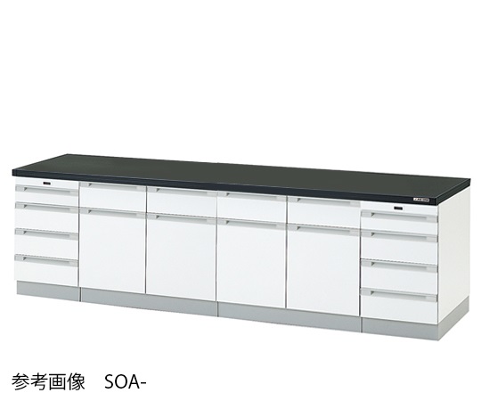 サイド実験台 （木製タイプ・スライド棚付き） 3000×750×800 mm SOA-3075SD