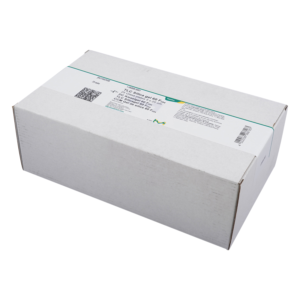 未修飾TLCプレート（蛍光指示薬F254） 50×200 ガラス 1箱（25枚入） 1.05808.0001